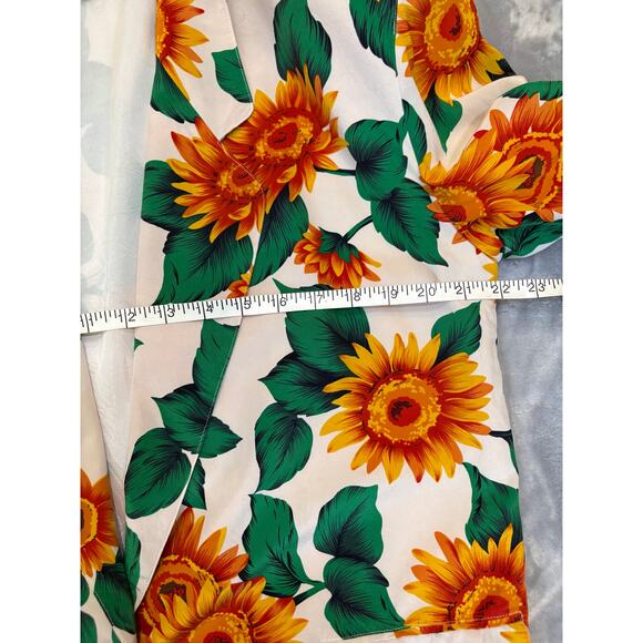 Vintage Sunflower Print Silk One Button Blazer S Sanyo 90's Work Casual Career - Picture 9 of 11